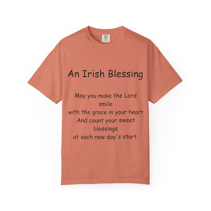 Unisex Garment-Dyed T-Shirt with Irish Blessing | Inspirational Quote Tee for Everyday Wear