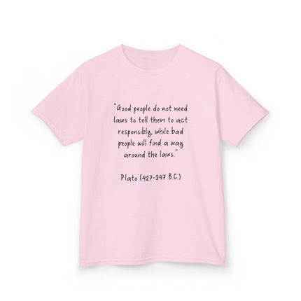 Plato Quote Kids Tee – Heavy Cotton Shirt on Ethics & Integrity
