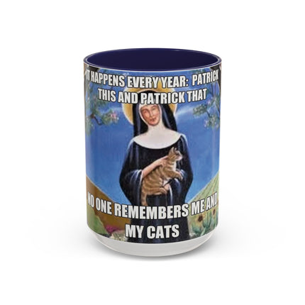 Accent Coffee Mug – Cat & Saint Humor – 15oz Gift Idea