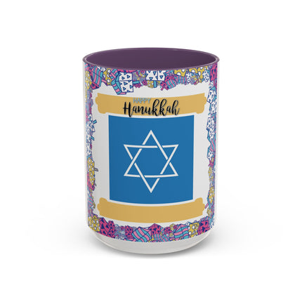 Happy Hanukkah Mug – 15oz Accent Ceramic Cup for Festive Joy