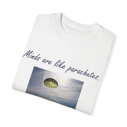 Open Mind Quote Tee – Unisex Garment-Dyed Shirt on Curiosity