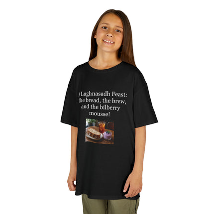 Lughnasadh  Kids Tee — “A Lughnasadh Feast: The bread, the brew, and the bilberry mousse!”