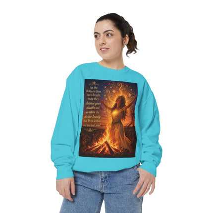 Bonfire Witch Sweatshirt — "As the Beltane fire burns bright" Pagan Festival Crewneck