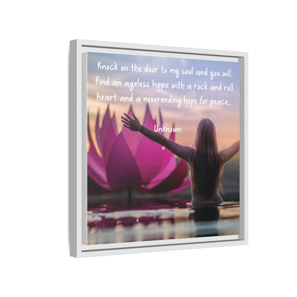 Framed Wall Art - 'Ageless Hippie' Inspirational Yoga Canvas
