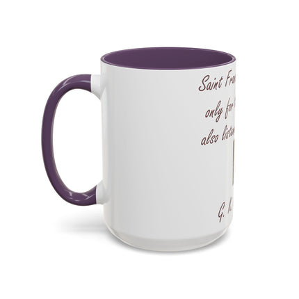 15oz Accent Ceramic Mug – Tribute to Saint Francis – Nature Lover Gift