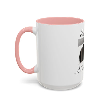 Proud to Be a Crazy Cat Person Accent Coffee Mug – Black Cat Lover Gift (11/15oz)