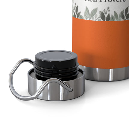 Zen Proverb 22oz Vacuum Water Bottle — Insulated Copper-Style Bottle with Leaf Border