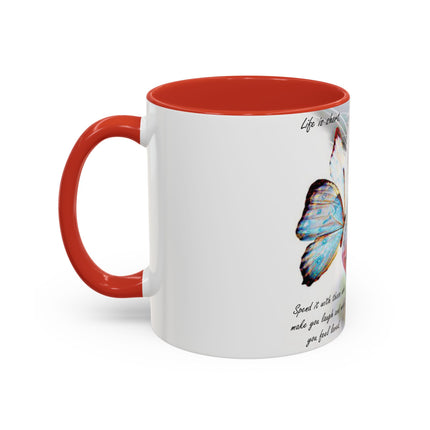 Inspirational Cat & Butterfly Accent Ceramic Mug - 11 oz
