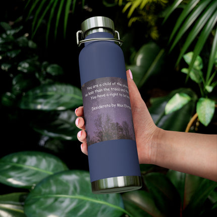 Inspirational Copper Insulated Water Bottle - 22oz with Motivational Quote