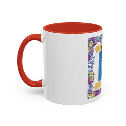 Hanukkah Star of David Accent Coffee Mug — Festive Dreidel Border 11/15oz