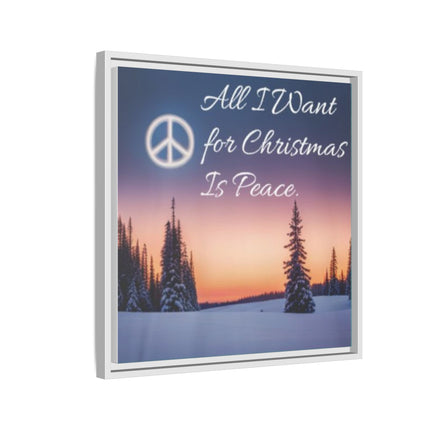 Framed Canvas Wall Art — "All I Want for Christmas Is Peace" Winter Landscape
