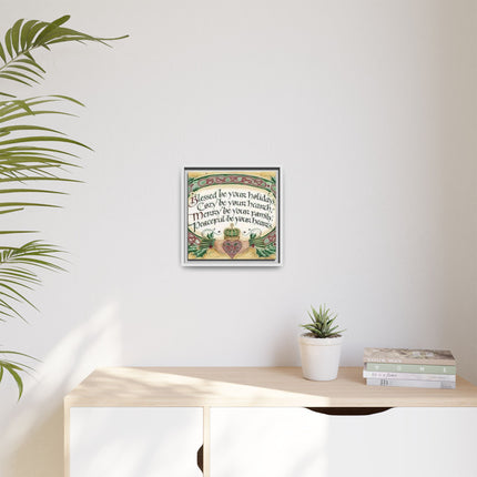 Framed Holiday Blessing Matte Canvas — "Blessed be your holidays" Celtic Wall Art