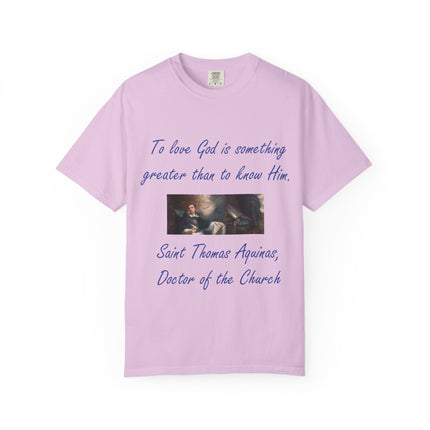 Inspirational Saint Thomas Aquinas T-Shirt – Unisex Garment-Dyed Tee for Faith and Philosophy Lovers