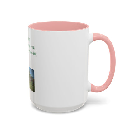 Flower Child Coffee Mug — 'Flower Child' Photo Mug with Green Script (11/15 oz)