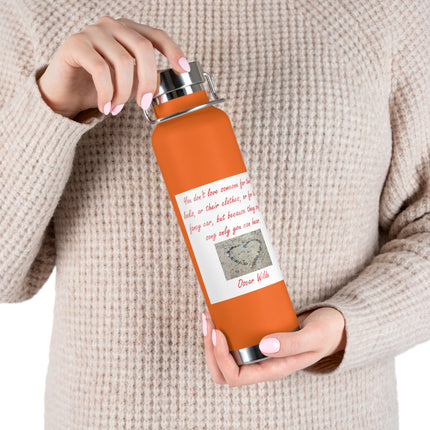 Motivational Copper Insulated Water Bottle - 22oz, Heart Design, Perfect Gift for Loved Ones