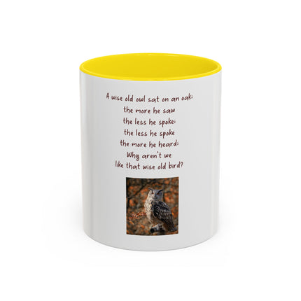 Owl Poem Accent Coffee Mug – Rustic Wildlife Quote Mug (11/15oz)