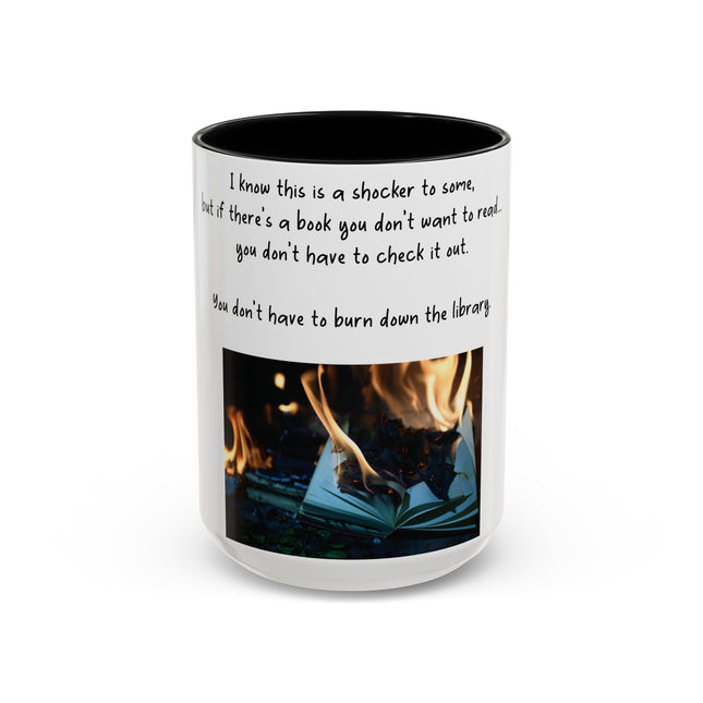 Inspirational Reading Mug – 15oz Ceramic | Burning Book Graphic