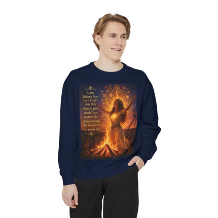 Bonfire Witch Sweatshirt — "As the Beltane fire burns bright" Pagan Festival Crewneck