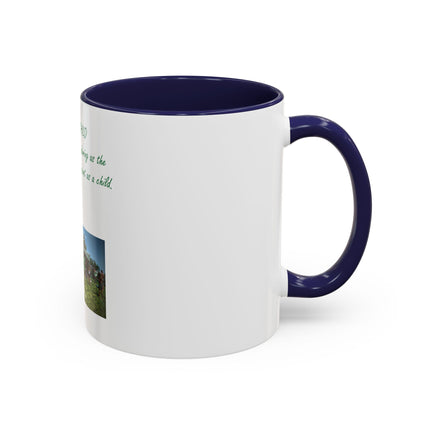 Flower Child Coffee Mug — 'Flower Child' Photo Mug with Green Script (11/15 oz)