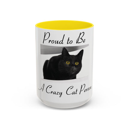 Proud Cat Person Accent Mug – 15oz Ceramic Gift for Cat Lovers