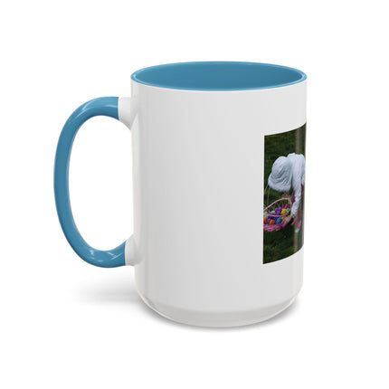 Easter Photo Coffee Mug — “Easter egg hunts are proof…” Accent Ceramic Mug (11/15oz)