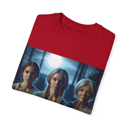 Mystical Sisterhood Tee – Garment-Dyed Shirt of Triple Goddess