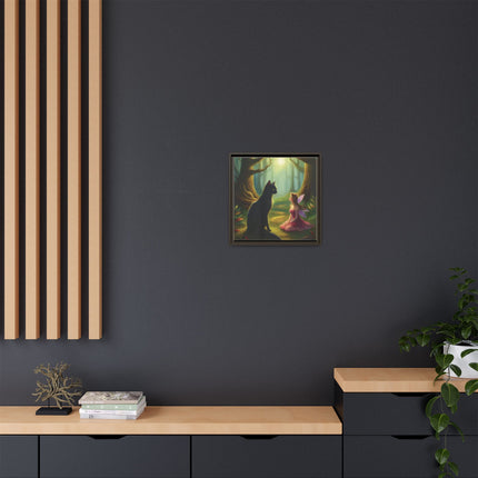 Fairy and Black Cat Forest Canvas – Framed Matte Wall Art