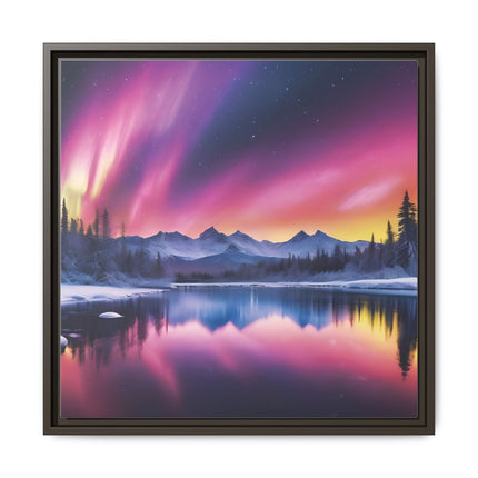 Framed Matte Canvas - Aurora Lake Landscape Wall Art
