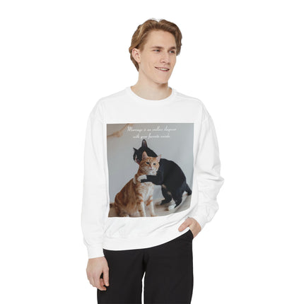 Cute Cat Sweatshirt – Unisex Garment-Dyed Gift for Couples