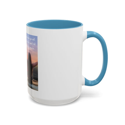 Inspirational Lotus Sunrise Coffee Mug — "knock on the door to my soul"