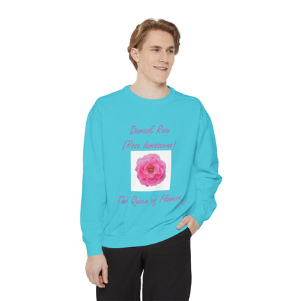 Unisex Floral Sweatshirt - Damask Rose Design - The Queen of Flowers