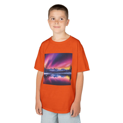 Kids Tee — Colorful Northern Lights Mountain Print