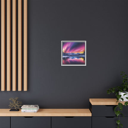 Framed Matte Canvas - Aurora Lake Landscape Wall Art