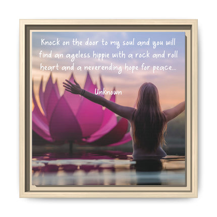 Framed Wall Art - 'Ageless Hippie' Inspirational Yoga Canvas