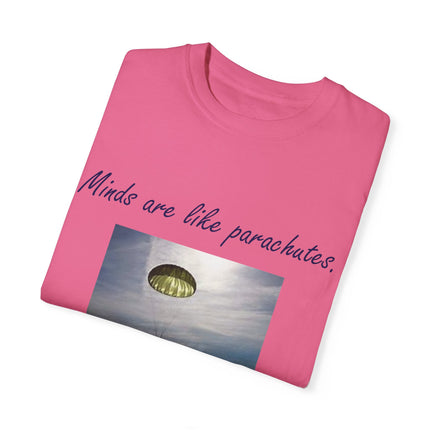 Open Mind Quote Tee – Unisex Garment-Dyed Shirt on Curiosity