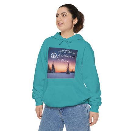 Peaceful Christmas Hoodie – "All I Want for Christmas is Peace" Winter Tree Graphic