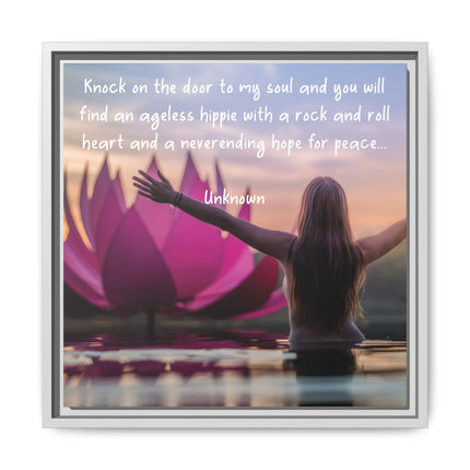 Framed Wall Art - 'Ageless Hippie' Inspirational Yoga Canvas