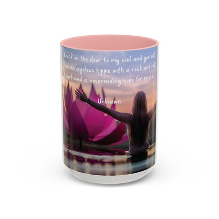 Ageless Hippie Soul Mug | 15oz Accent Cup with Peaceful Watercolor