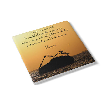 Inspirational Quote Ceramic Coaster – Nautical Theme Decor