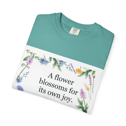 Oscar Wilde Floral Quote T-Shirt – "A Flower Blossoms for Its Own Joy"