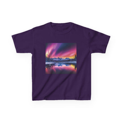 Kids Tee — Colorful Northern Lights Mountain Print