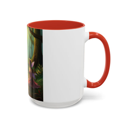 Mystical Fairy & Cat Mug – Enchanted Forest Design, 15oz Accent