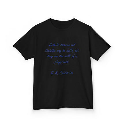 Kids Faith Tee – “Walls of a Playground” – Heavy Cotton Quote Shirt
