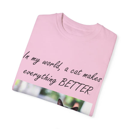 In My World Cat T-Shirt – Unisex Garment-Dyed Tee for Cat Lovers