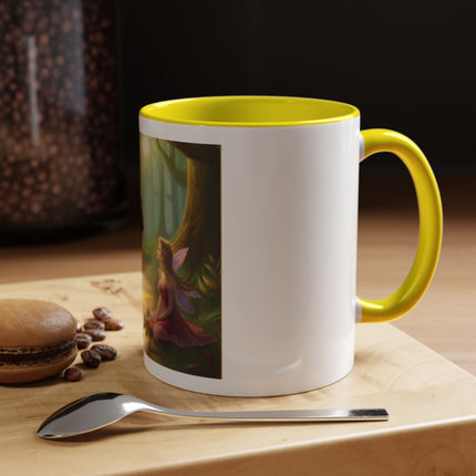 Fairy and Black Cat Forest Coffee Mug – Fantasy Woodland Tea Cup