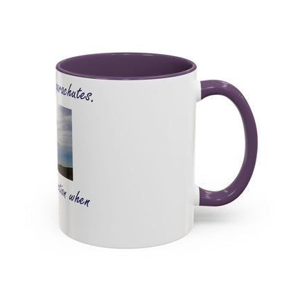 Parachute Quote Accent Mug – 11oz Ceramic Cup for Open Minds