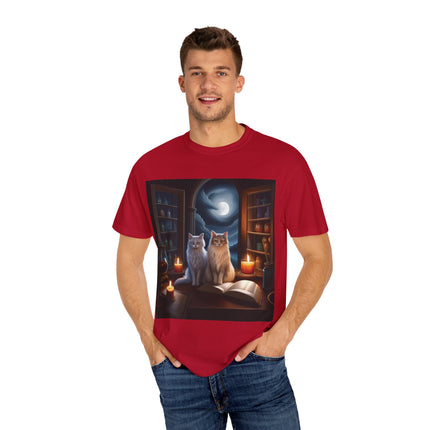 Magical Cats T-Shirt – Cozy Night Reading – Unisex Garment-Dyed