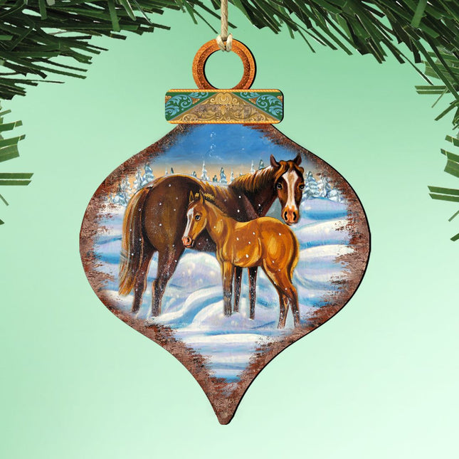 Horses Wooden Ornaments - Tree Ornament by G. DeBrekht - Wildlife Holiday Decor - 8015220-0