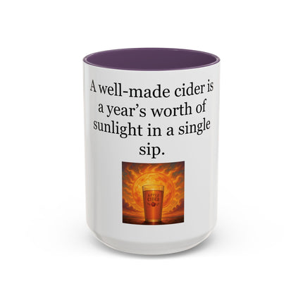 Cider Lover Accent Coffee Mug – "A well-made cider is a year’s worth of sunlight in a single sip" (11/15 oz)