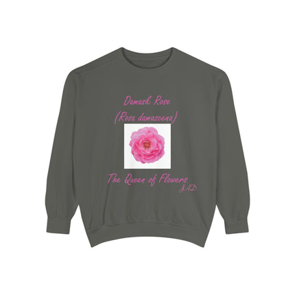 Unisex Floral Sweatshirt - Damask Rose Design - The Queen of Flowers